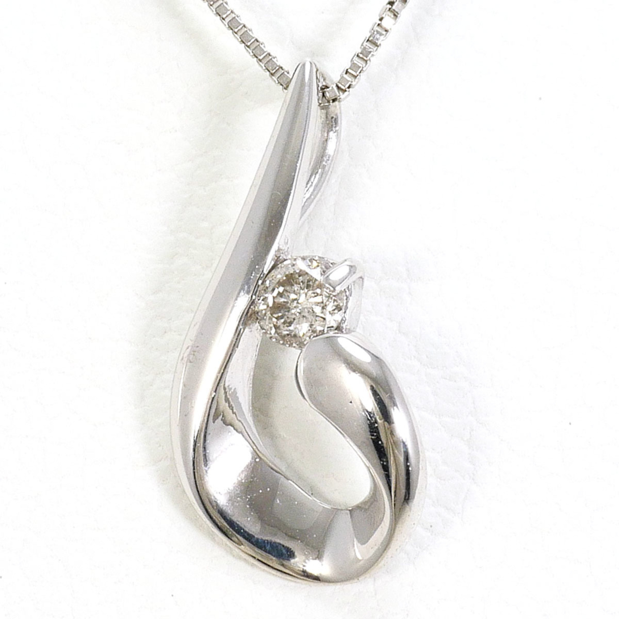 K14 14k Wg White Gold Necklace With 0.05ct Diamond, Total Weight 0.9g, 40cm, ...